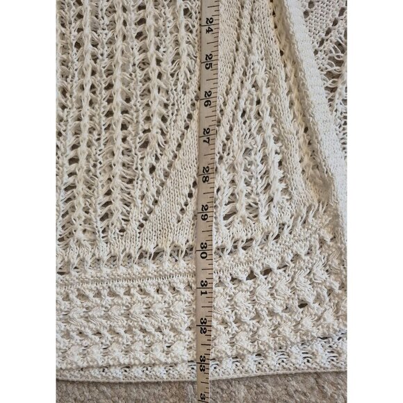J. Jill White Crochet Cotton Knit Open Front  Over Size Cardigan Kimono Sz M/L - Picture 7 of 12